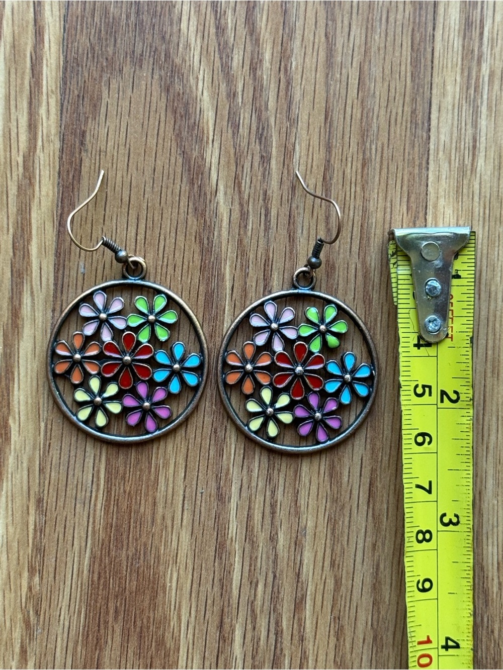 Multicolor Flower Hoop Drop Earrings - Women's Jewelry
